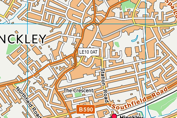 LE10 0AT map - OS VectorMap District (Ordnance Survey)