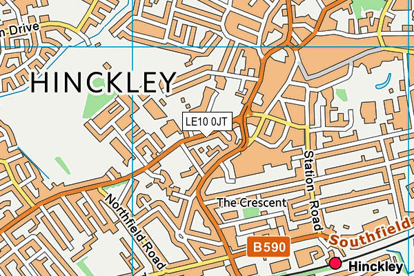 LE10 0JT map - OS VectorMap District (Ordnance Survey)