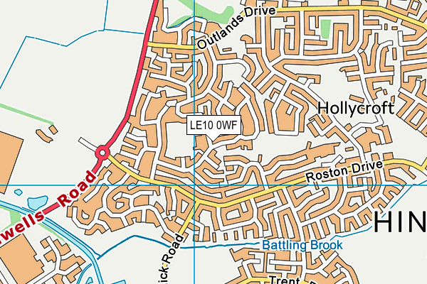 LE10 0WF map - OS VectorMap District (Ordnance Survey)