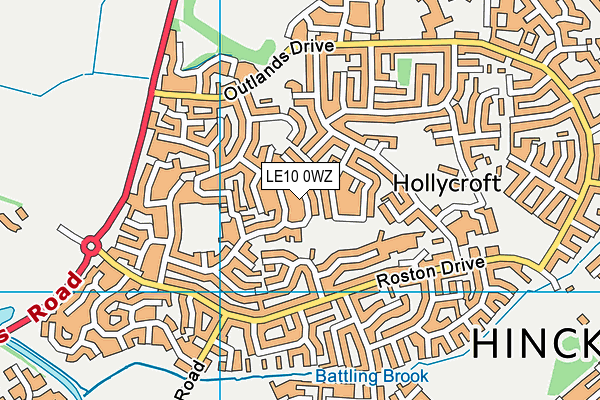 LE10 0WZ map - OS VectorMap District (Ordnance Survey)
