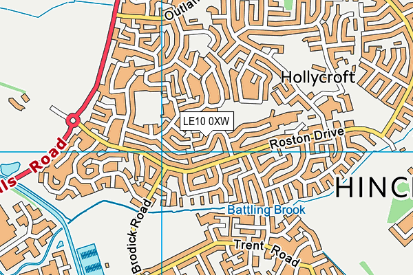 LE10 0XW map - OS VectorMap District (Ordnance Survey)