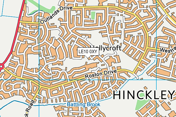 LE10 0XY map - OS VectorMap District (Ordnance Survey)