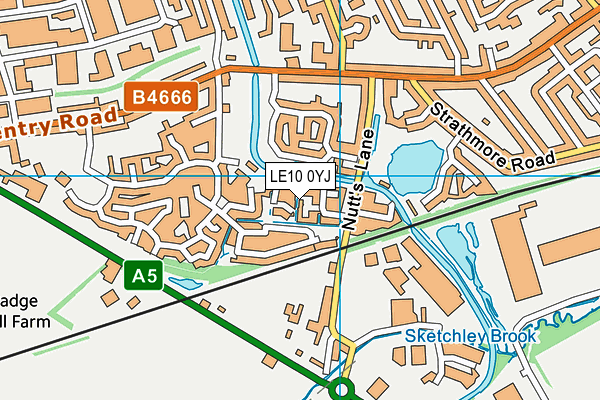 LE10 0YJ map - OS VectorMap District (Ordnance Survey)