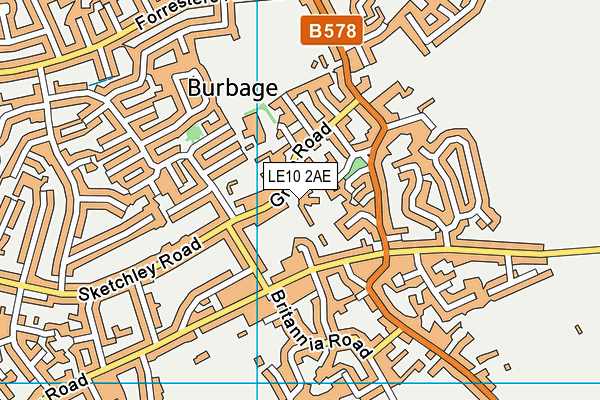 LE10 2AE map - OS VectorMap District (Ordnance Survey)