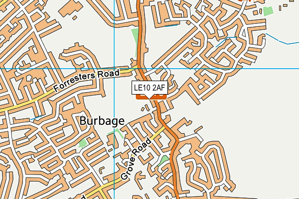 LE10 2AF map - OS VectorMap District (Ordnance Survey)