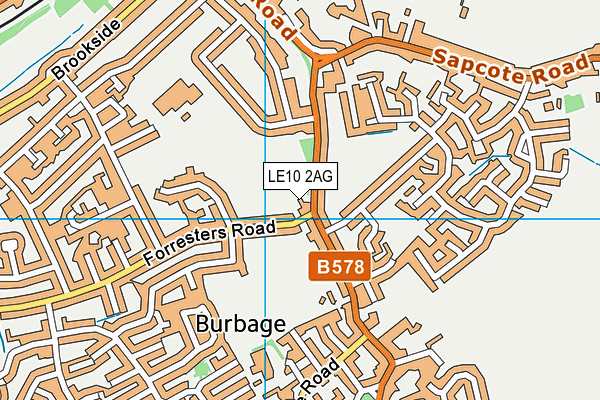 LE10 2AG map - OS VectorMap District (Ordnance Survey)