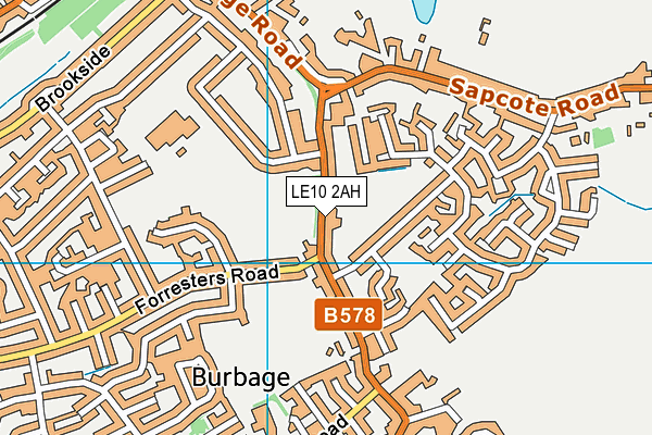 LE10 2AH map - OS VectorMap District (Ordnance Survey)