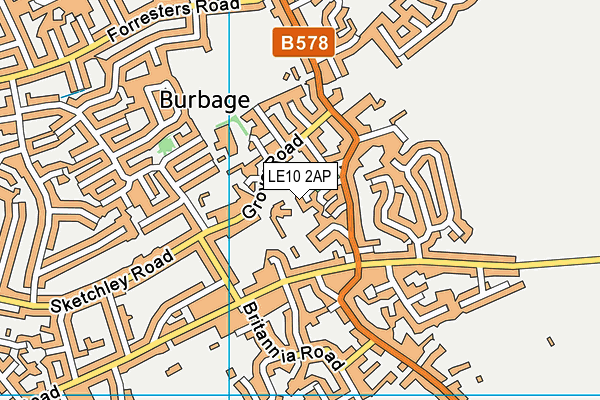 LE10 2AP map - OS VectorMap District (Ordnance Survey)