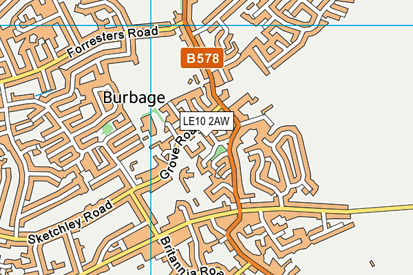 LE10 2AW map - OS VectorMap District (Ordnance Survey)