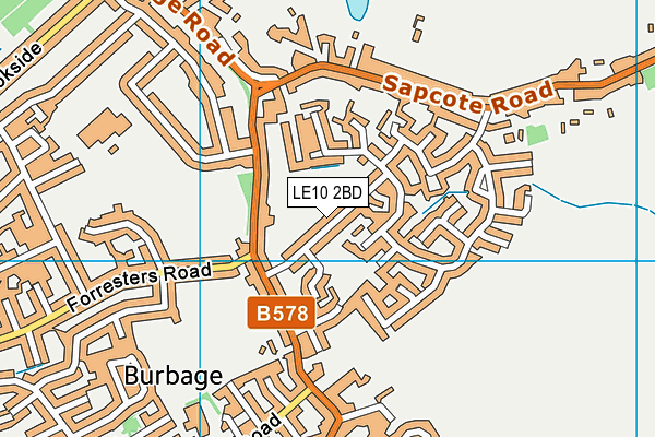 LE10 2BD map - OS VectorMap District (Ordnance Survey)