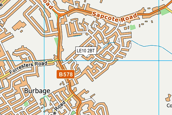 LE10 2BT map - OS VectorMap District (Ordnance Survey)