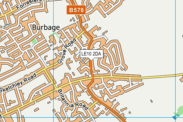 LE10 2DA map - OS VectorMap District (Ordnance Survey)