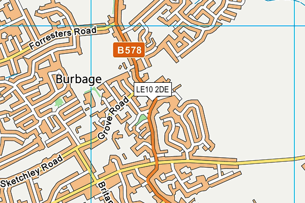 LE10 2DE map - OS VectorMap District (Ordnance Survey)