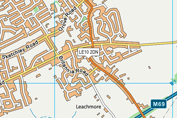LE10 2DN map - OS VectorMap District (Ordnance Survey)