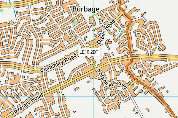 LE10 2DT map - OS VectorMap District (Ordnance Survey)