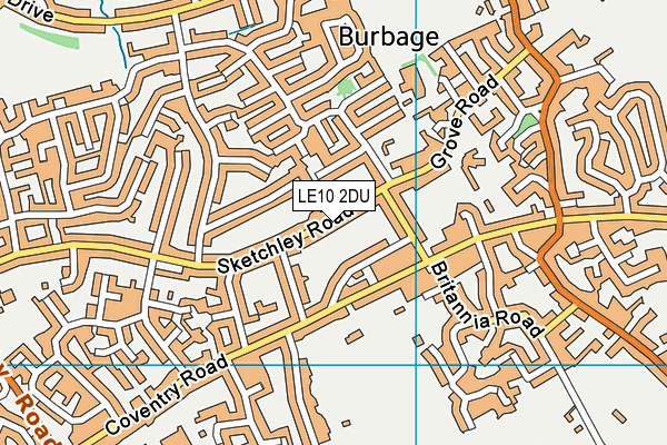 LE10 2DU map - OS VectorMap District (Ordnance Survey)