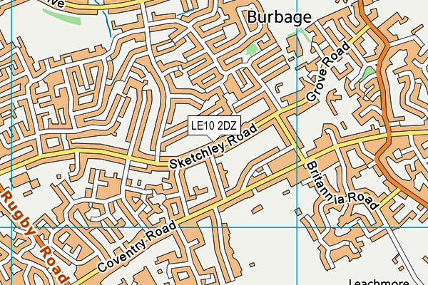 LE10 2DZ map - OS VectorMap District (Ordnance Survey)