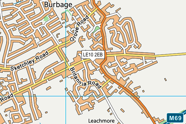 LE10 2EB map - OS VectorMap District (Ordnance Survey)