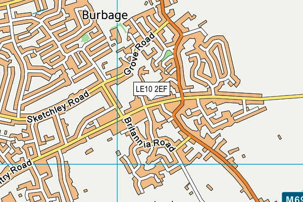 LE10 2EF map - OS VectorMap District (Ordnance Survey)