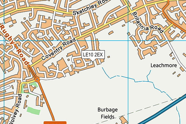 LE10 2EX map - OS VectorMap District (Ordnance Survey)