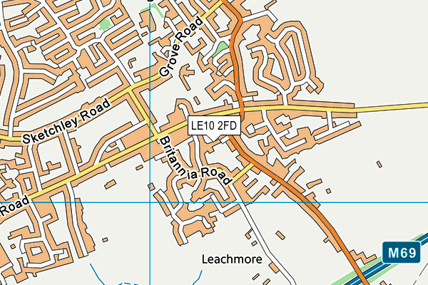 LE10 2FD map - OS VectorMap District (Ordnance Survey)