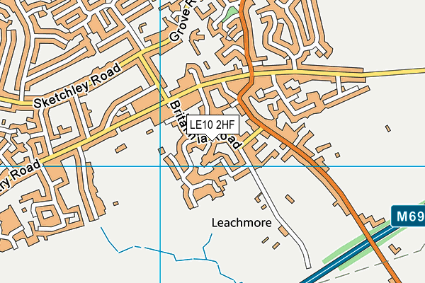 LE10 2HF map - OS VectorMap District (Ordnance Survey)
