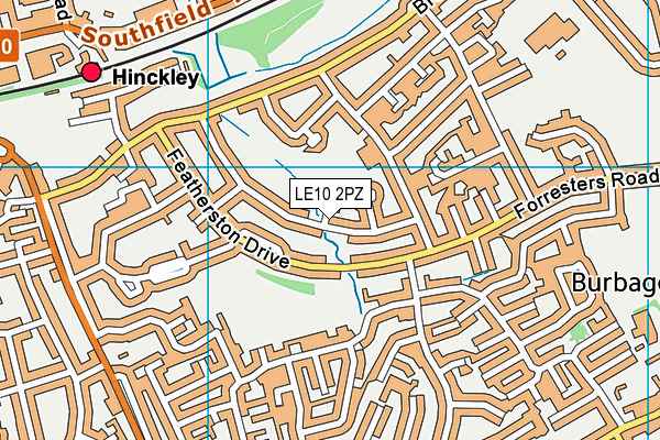 LE10 2PZ map - OS VectorMap District (Ordnance Survey)