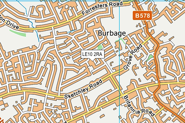 LE10 2RA map - OS VectorMap District (Ordnance Survey)