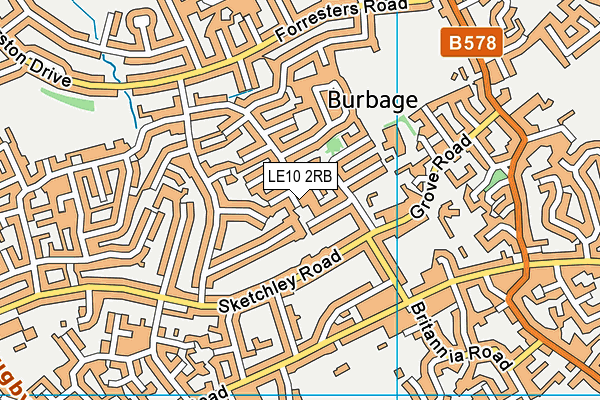 LE10 2RB map - OS VectorMap District (Ordnance Survey)