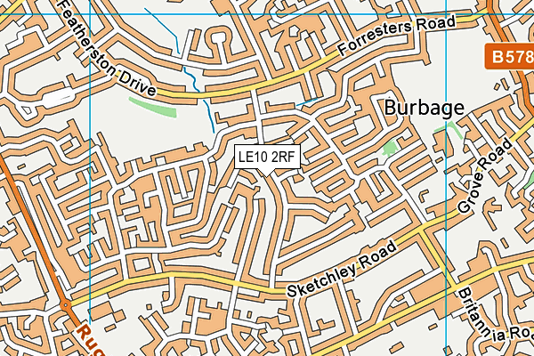 LE10 2RF map - OS VectorMap District (Ordnance Survey)