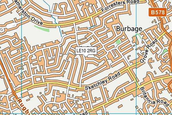 LE10 2RG map - OS VectorMap District (Ordnance Survey)