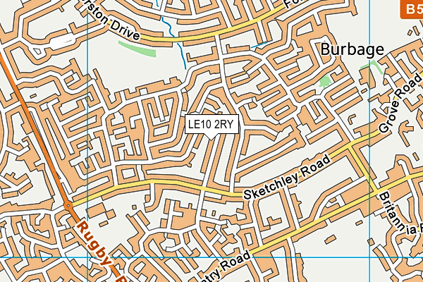 LE10 2RY map - OS VectorMap District (Ordnance Survey)