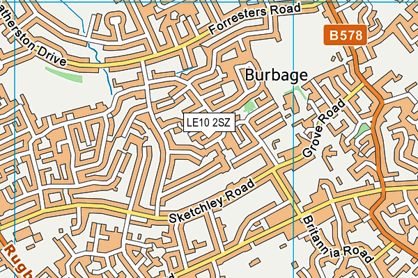 LE10 2SZ map - OS VectorMap District (Ordnance Survey)