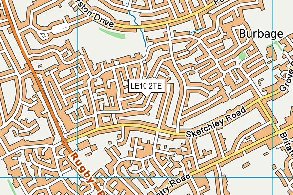 LE10 2TE map - OS VectorMap District (Ordnance Survey)