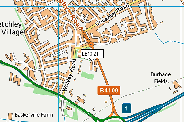 LE10 2TT map - OS VectorMap District (Ordnance Survey)