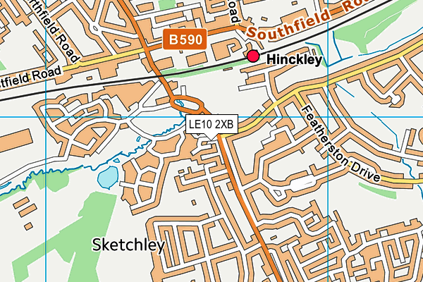LE10 2XB map - OS VectorMap District (Ordnance Survey)