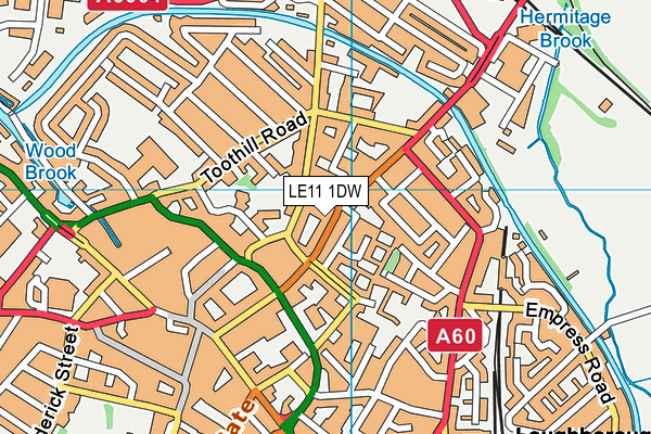 LE11 1DW map - OS VectorMap District (Ordnance Survey)