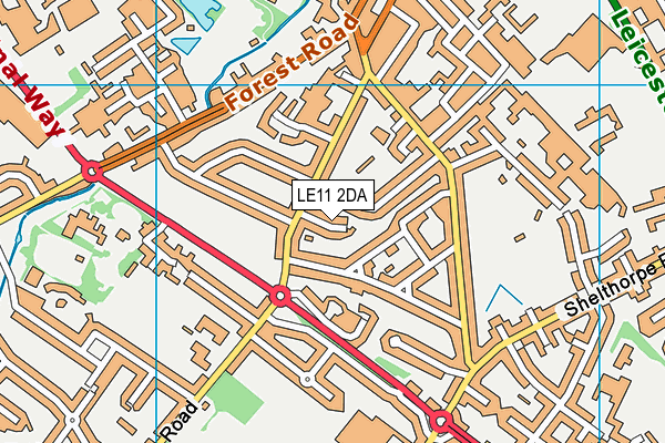 LE11 2DA map - OS VectorMap District (Ordnance Survey)