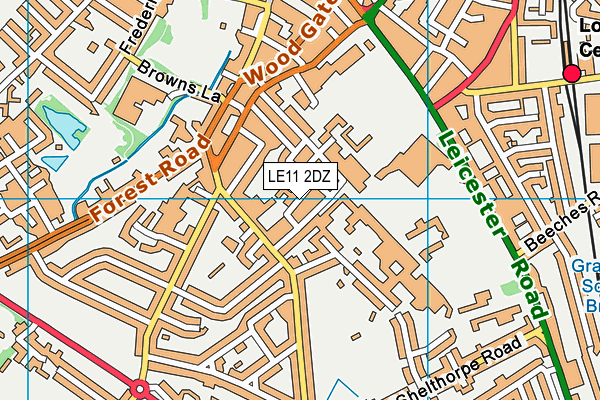 LE11 2DZ map - OS VectorMap District (Ordnance Survey)
