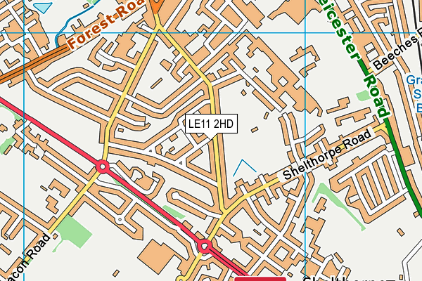 LE11 2HD map - OS VectorMap District (Ordnance Survey)