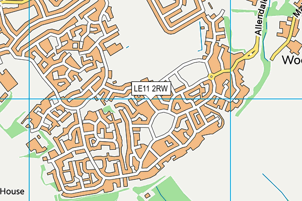 LE11 2RW map - OS VectorMap District (Ordnance Survey)