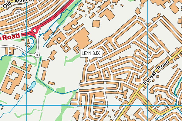 LE11 3JX map - OS VectorMap District (Ordnance Survey)