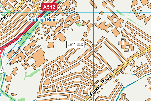LE11 3LD map - OS VectorMap District (Ordnance Survey)