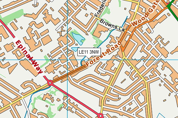 Loughborough Lawn Tennis Club map (LE11 3NW) - OS VectorMap District (Ordnance Survey)