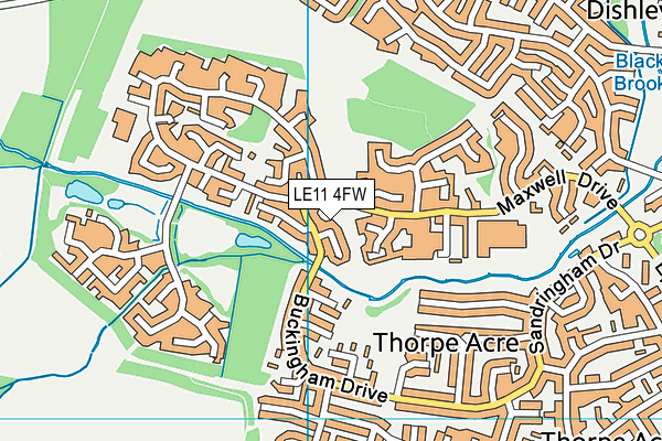 LE11 4FW map - OS VectorMap District (Ordnance Survey)