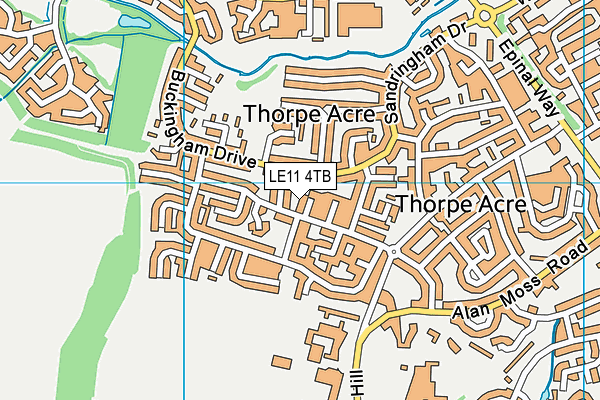 LE11 4TB map - OS VectorMap District (Ordnance Survey)