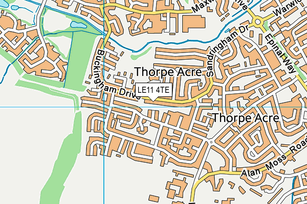 LE11 4TE map - OS VectorMap District (Ordnance Survey)