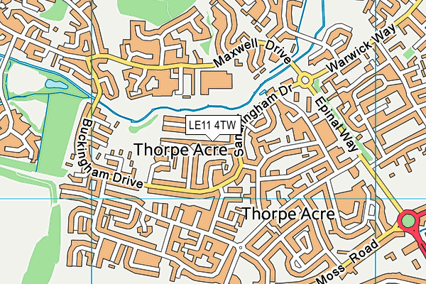 LE11 4TW map - OS VectorMap District (Ordnance Survey)