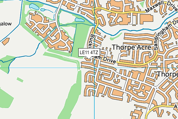 LE11 4TZ map - OS VectorMap District (Ordnance Survey)