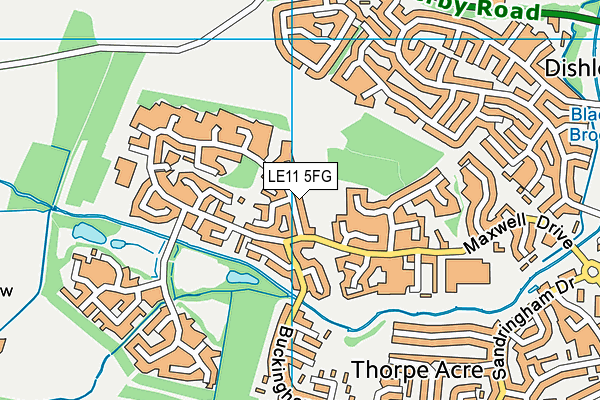 LE11 5FG map - OS VectorMap District (Ordnance Survey)